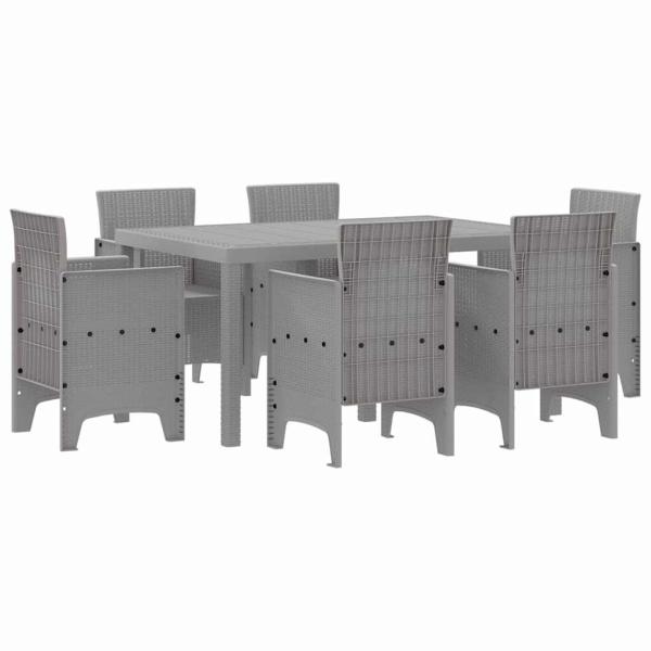 Garten Essgruppe 7 stk. Hellgrau Polt Rattan