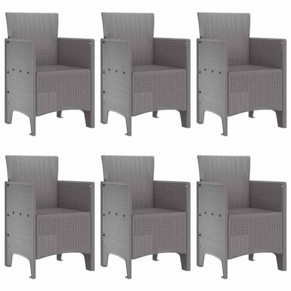 Garten Essgruppe 7 stk. Hellgrau Polt Rattan