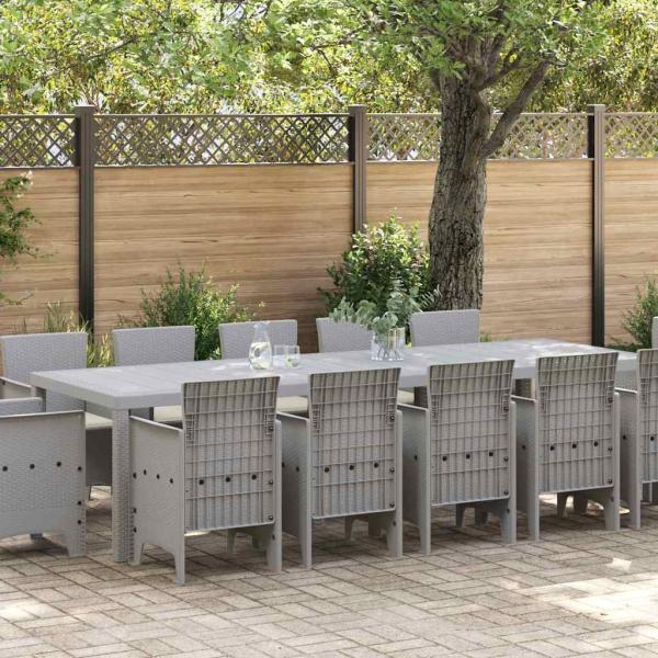 ARDEBO.de - Garten Essgruppe 13 stk. Grau Poly-Rattan
