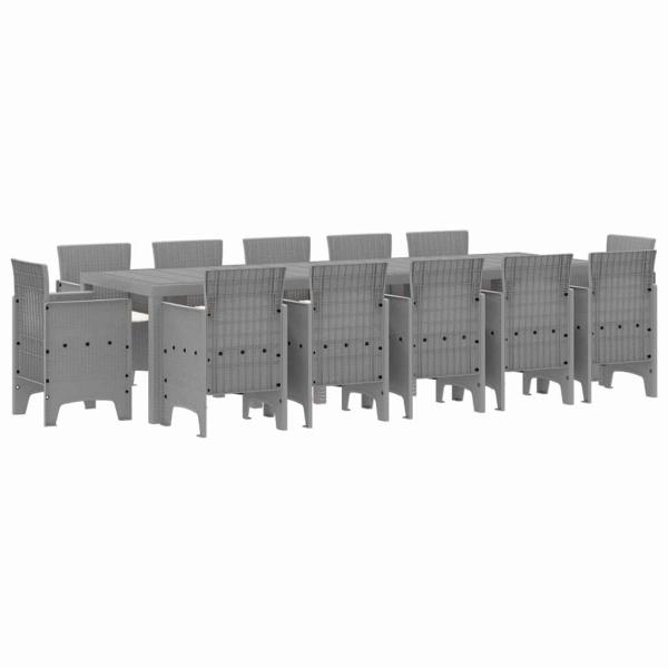 Garten Essgruppe 13 stk. Grau Poly-Rattan