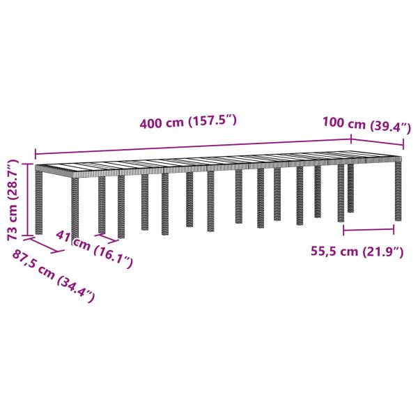 Garten-Esszimmergarnitur mit Kissen 17 stk. Anthrazit PP
