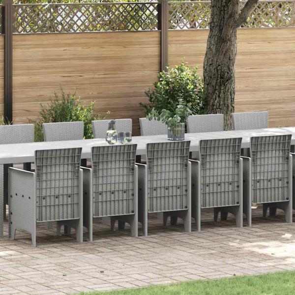 ARDEBO.de - Garten-Esszimmergarnitur mit Kissen 17 stk. Hellgrau PP