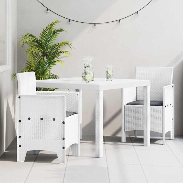 ARDEBO.de - Garten Essgruppe 3 stk. Weiß Polypropylen