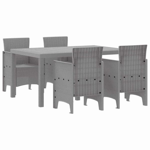 Garten Essgruppe 5 Stk. Hellgrau Polt Rattan