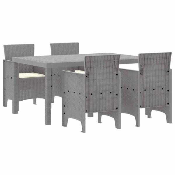 Garten Essgruppe 5 stk. Hellgrau Polt Rattan