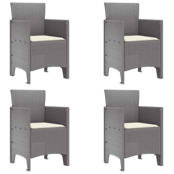 Garten Essgruppe 5 stk. Hellgrau Polt Rattan