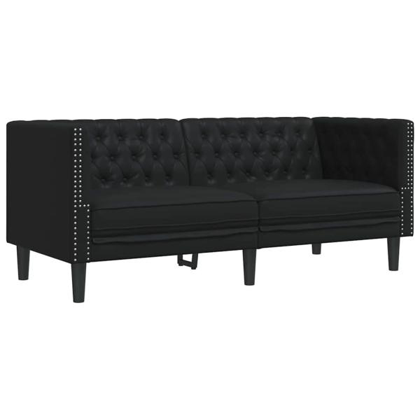 Wohnzimmer Couch 3 stk. Schwarz Kunstleder
