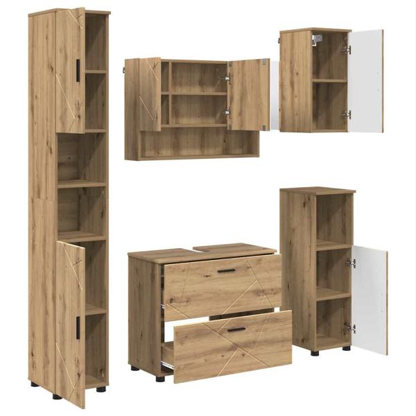 Badezimmermöbel-Set 5 Stk. Artisan-Eiche 35 x 30 x 192 cm
