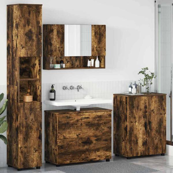 ARDEBO.de - Badezimmermöbel-Set 4 stk. Geräucherte Eiche 35 x 30 x 192 cm