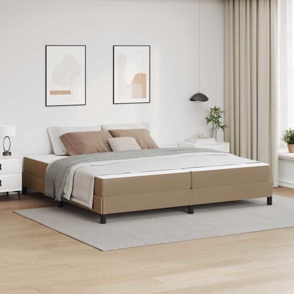 ARDEBO.de - Bettrahmen mit Matratze Cappuccino 200 x 200 cm Stoff