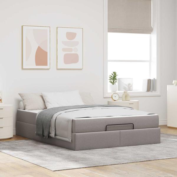ARDEBO.de - Bettgestell mit Matratze 2 Stk. Taupe Stoff