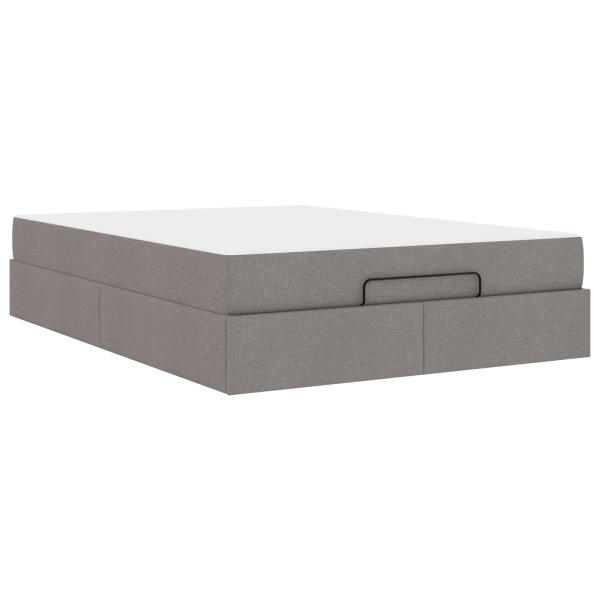 Bettgestell mit Matratze 2 Stk. Taupe Stoff
