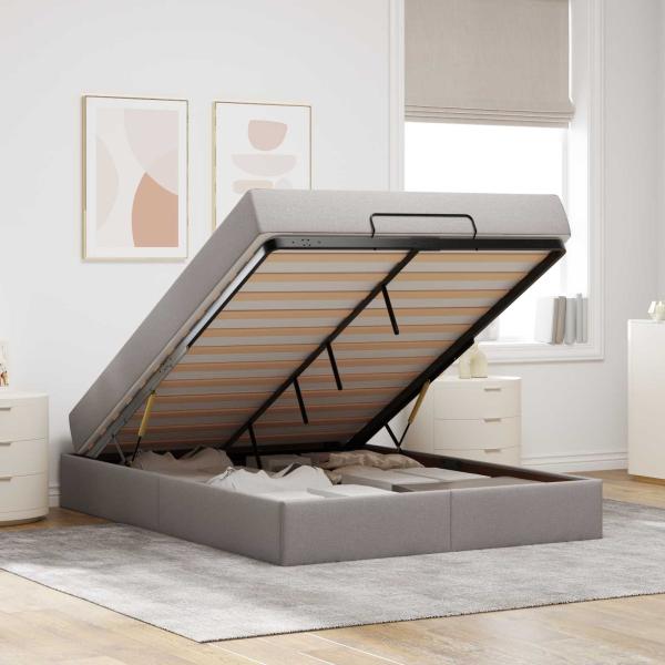 Bettgestell mit Matratze 2 Stk. Taupe Stoff