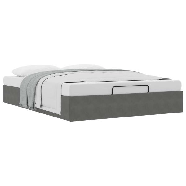 Ottoman Bettgestell Dunkelgrau 152 x 203 cm Samt