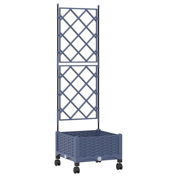 Pflanzkübel mit Spalier und Rädern Grau 40 x 40 x 131,5 cm PP