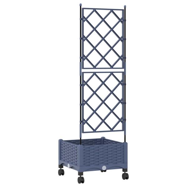 Pflanzkübel mit Spalier und Rädern Grau 40 x 40 x 131,5 cm PP