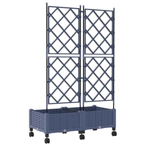 Pflanzkübel mit Spalier und Rädern 2 stk. Grau PP