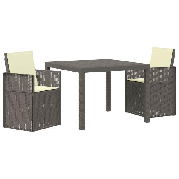 Garten Essgruppe 3 stk. Hellgrau und Creme PP