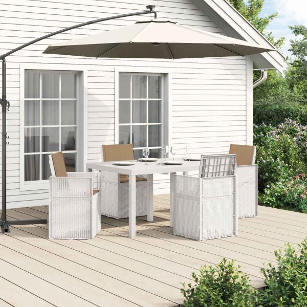 ARDEBO.de - Garten Essgruppe 5 stk. Weiß und Taupe PP