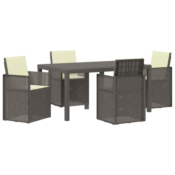Garten Essgruppe 5 stk. Hellgrau und Creme PP
