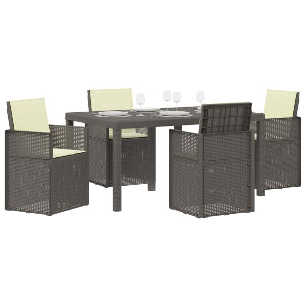 Garten Essgruppe 5 stk. Hellgrau und Creme PP