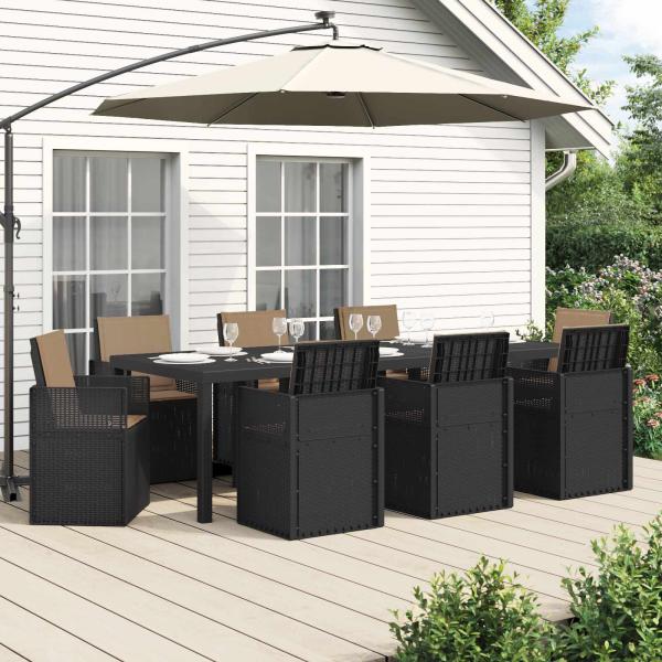 ARDEBO.de - Garten Essgruppe 9 stk. 8-Sitzer Anthrazit und Taupe PP