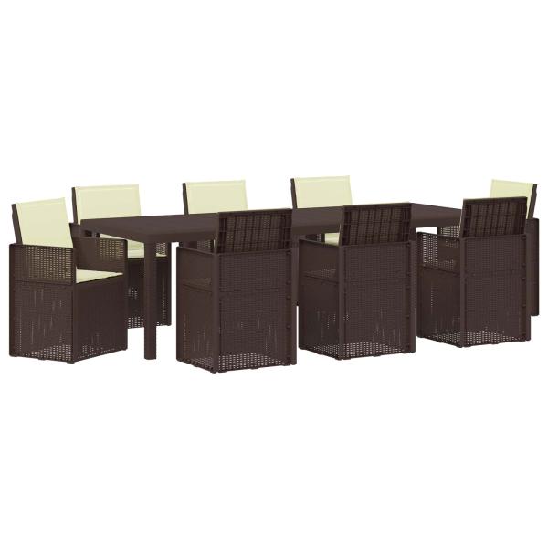 Garten Essgruppe 9 stk. 8-Sitzer Braun und Creme PP