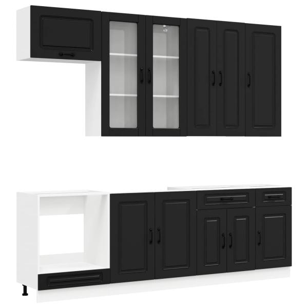 Kücheneinheit KALMAR 8 stk. Schwarz Holzwerkstoff