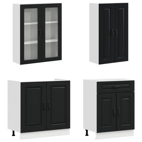 Kücheneinheit KALMAR 8 stk. Schwarz Holzwerkstoff