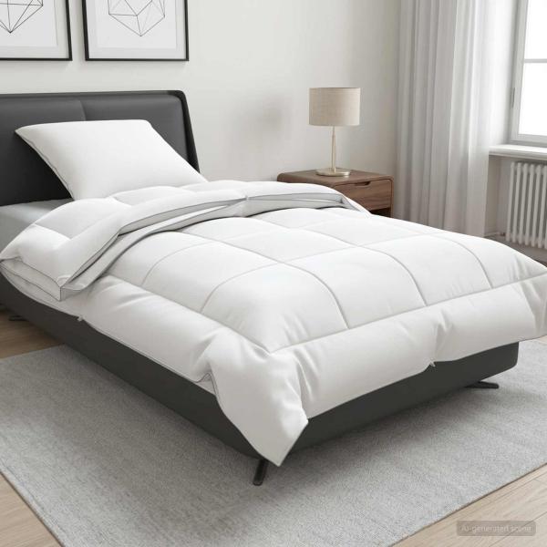 ARDEBO.de - Bettdecke und Kissen Set 2 Stk. 155x200 cm 4 Jahreszeiten Wolle
