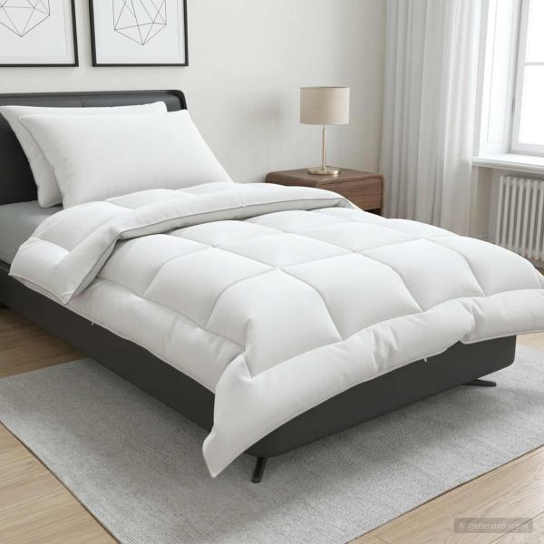 ARDEBO.de - Bettdecke und Kissen Set 3 stk. 135x220 cm 4 Jahreszeiten Wolle