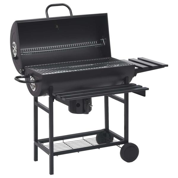 Fassgrill mit Rädern und Regalen 3 stk. 115 x 85 x 95 cm Metall