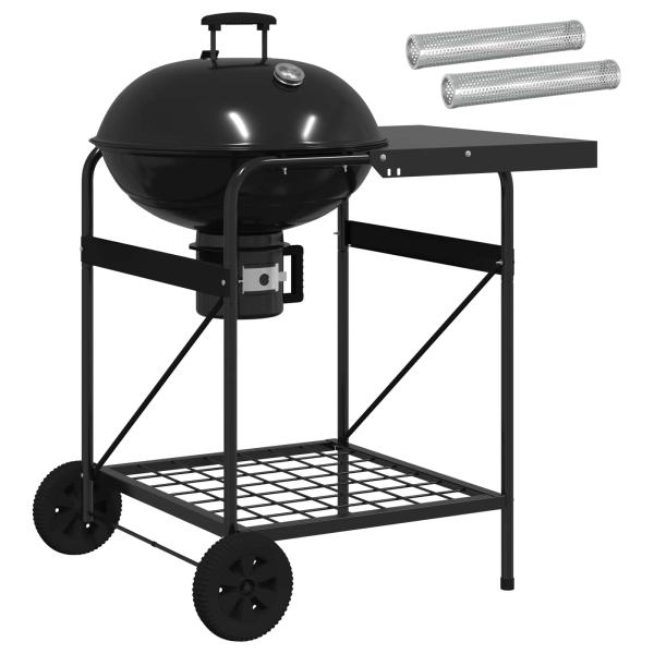 Holzkohlegrill mit Räuchertuben 91 x 71 x 107 cm Stahl Schwarz