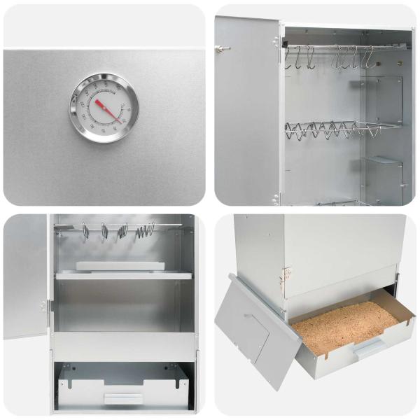Räucher Ofen 3 stk. 44,5 x 29 x 110 cm Verzinkter Stahl Silber