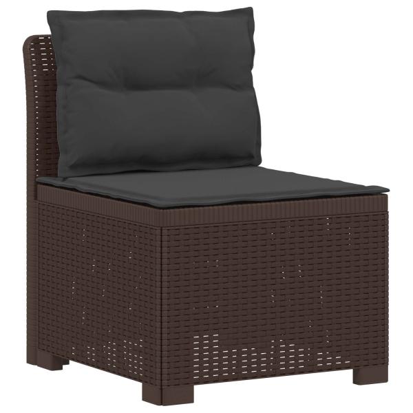 7-Sitzer Gartensofa mit Kissen Rattan-Look PP Braun