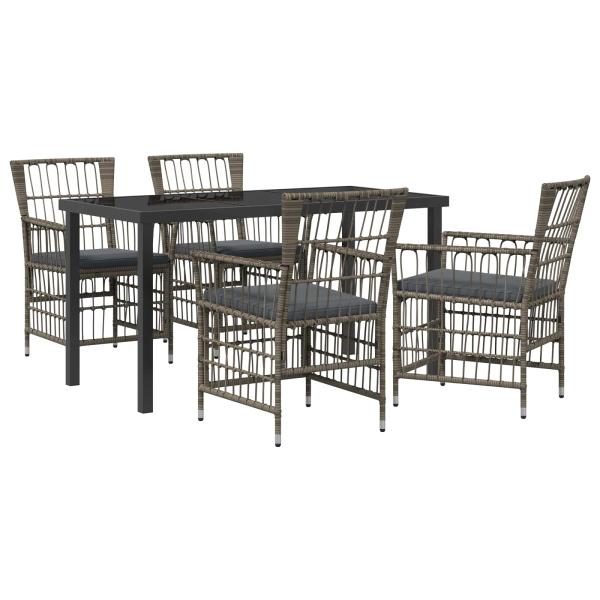 Outdoor-Essgruppe 5 stk. Grau Poly-Rattan