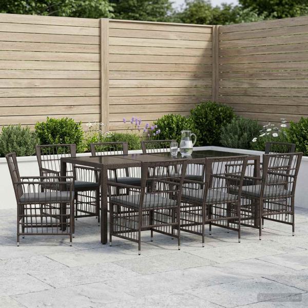 ARDEBO.de - Outdoor-Essgruppe 9 stk. Schwarz Poly-Rattan