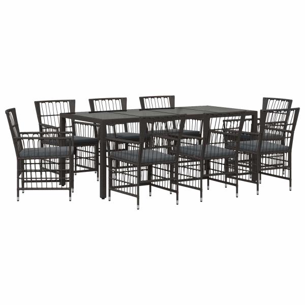 Outdoor-Essgruppe 9 stk. Schwarz Poly-Rattan