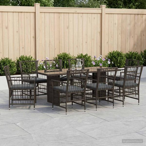 ARDEBO.de - Outdoor-Essgruppe 9 stk. Schwarz Poly-Rattan