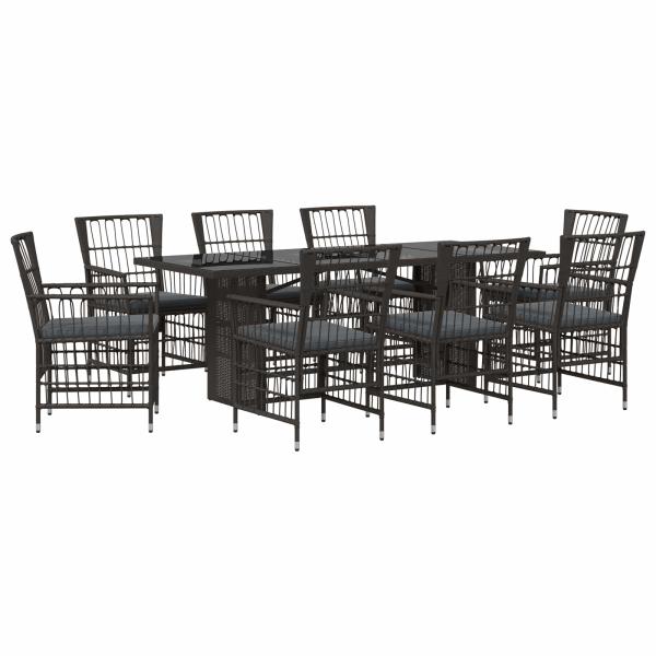 Outdoor-Essgruppe 9 stk. Schwarz Poly-Rattan