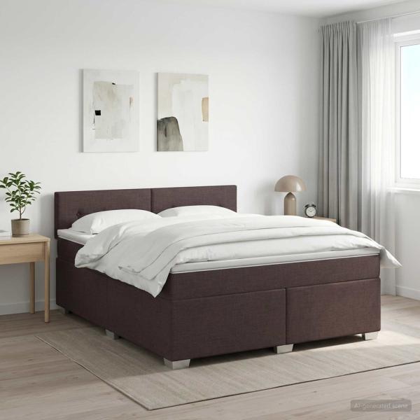ARDEBO.de - Boxspringbett mit Matratze Dunkelbraun 140 x 190 cm Stoff