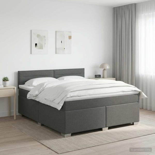 ARDEBO.de - Boxspringbett mit Matratze Dunkelgrau 140 x 200 cm Stoff