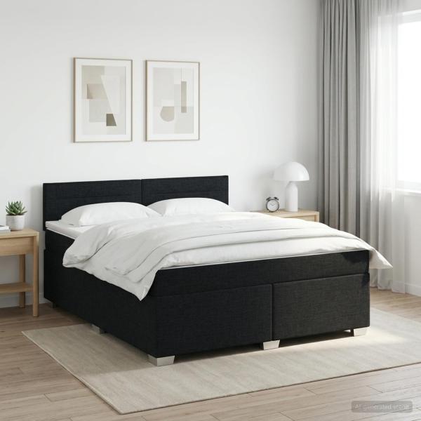 ARDEBO.de - Boxspringbett mit Matratze Schwarz 140 x 200 cm Stoff