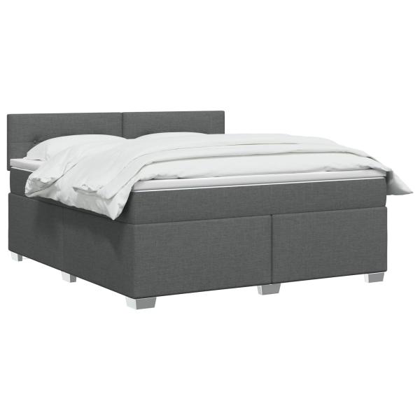 Boxspringbett mit Matratze Dunkelgrau 140 x 200 cm Stoff