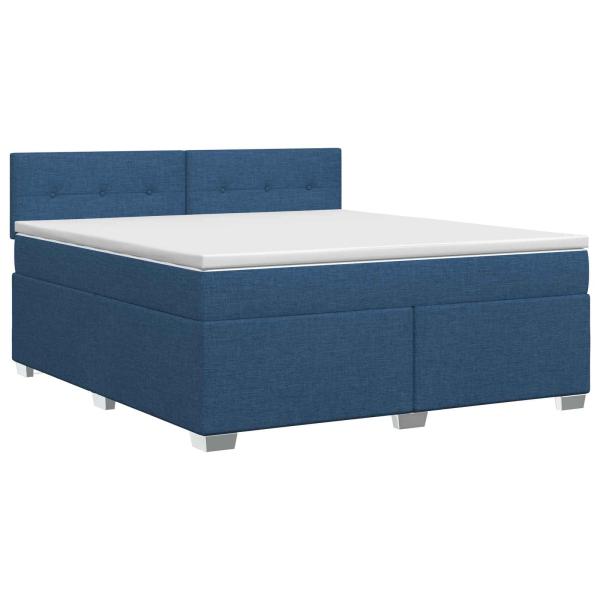 Boxspringbett mit Matratze mit Kopfteil Blau 140 x 200 cm Stoff