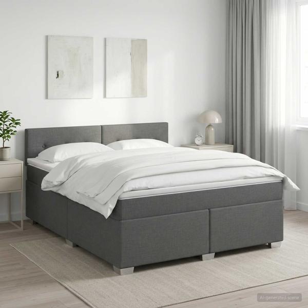 ARDEBO.de - Boxspringbett mit Matratze Dunkelgrau 160 x 200 cm Stoff