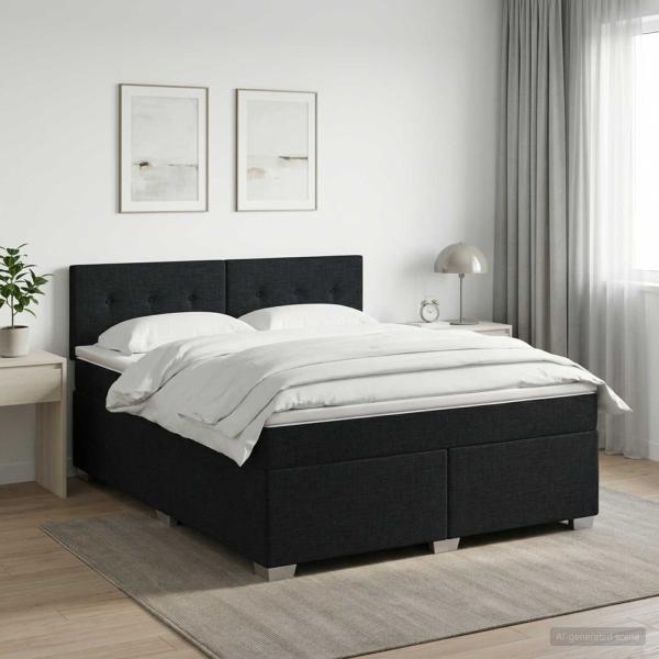 ARDEBO.de - Boxspringbett mit Matratze Schwarz 160 x 200 cm Stoff