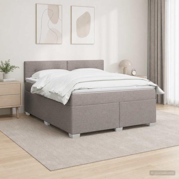 ARDEBO.de - Boxspringbett mit Matratze Taupe 160 x 200 cm Stoff