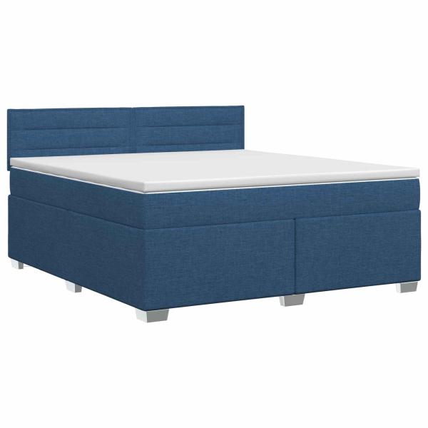 Boxspringbett mit Matratze mit Kopfteil Blau 180 x 200 cm Stoff