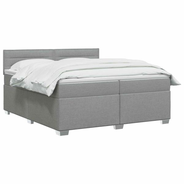 Boxspringbett mit Matratze Hellgrau 200 x 200 cm Stoff